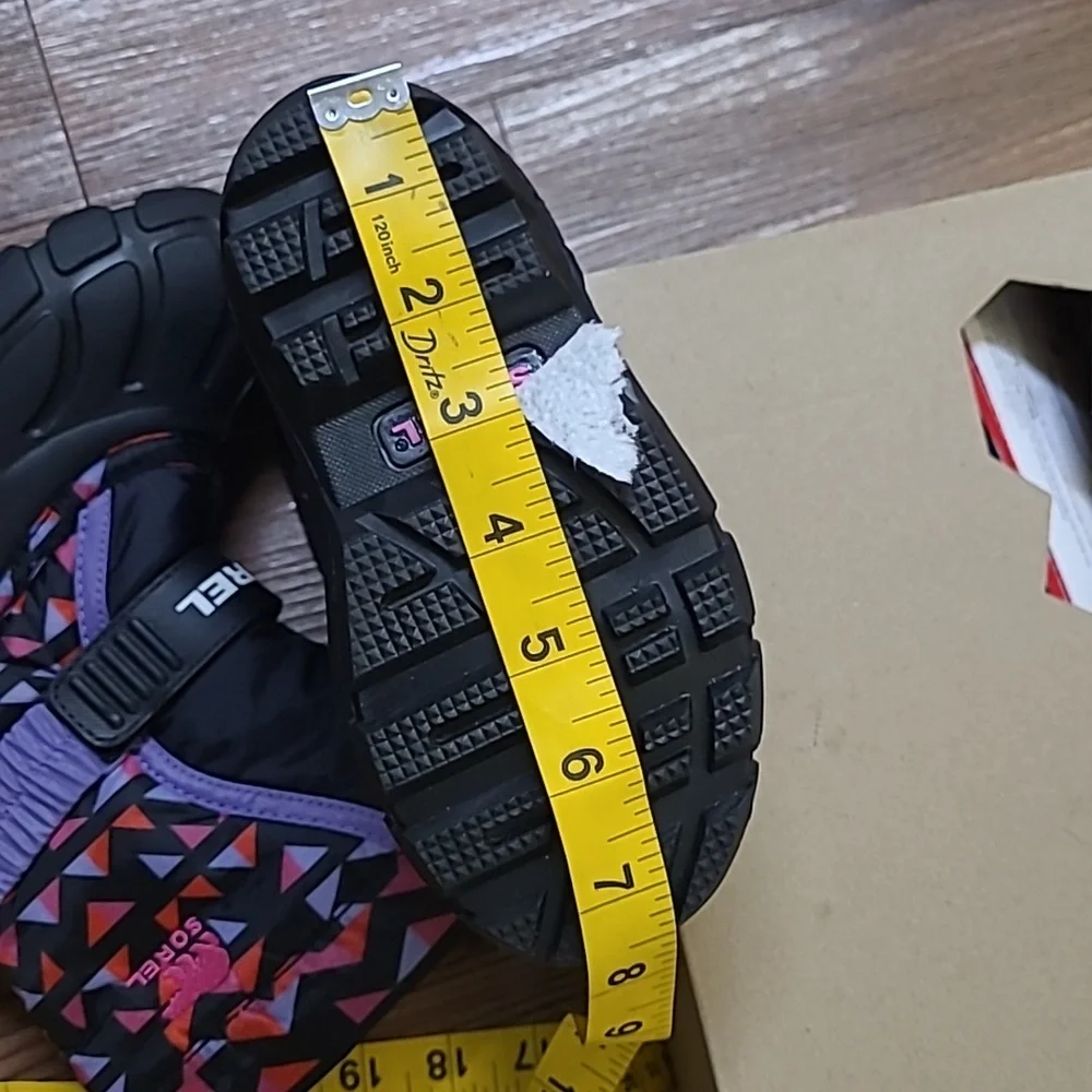 Sorel‎ Black Kids' Snow Boots with Pink & Purple Triangle Print